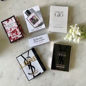 Gucci, YSL,  Armani, The 7 Virtues and Juliette has a gun Perfume Sample Set